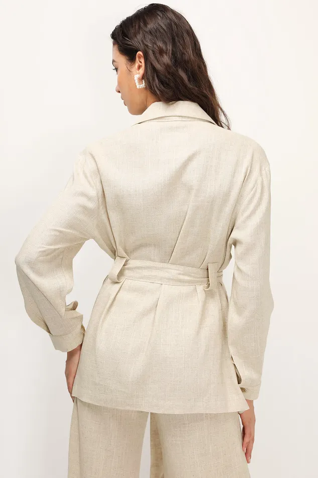 Storets Dani Linen Safari Jacket Women Jackets and Coats