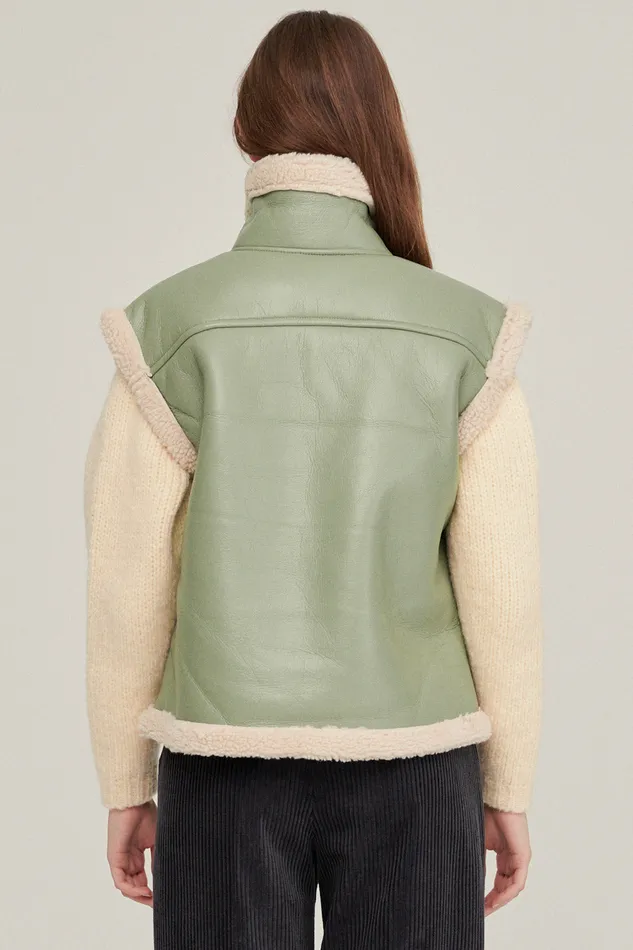 Storets Daniela Pleather Shearling Vest Women Jackets and Coats