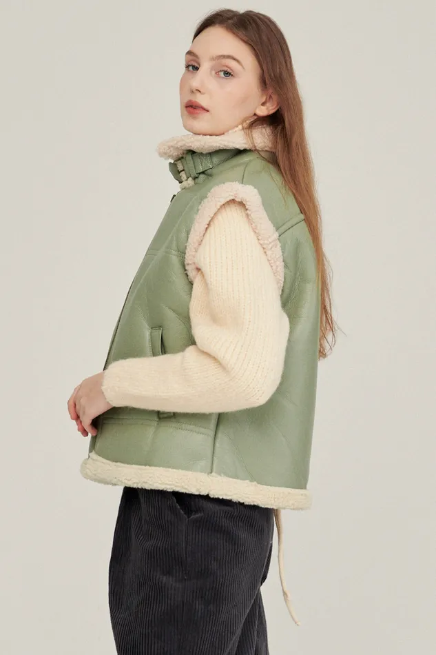 Storets Daniela Pleather Shearling Vest Women Jackets and Coats