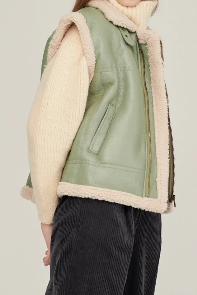 Storets Daniela Pleather Shearling Vest Women Jackets and Coats