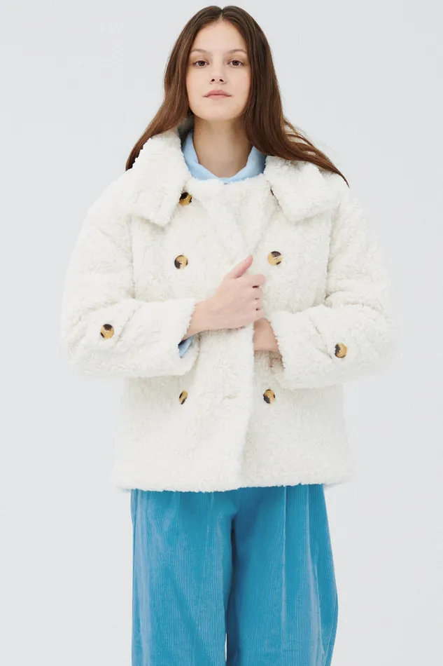 Storets Emma Double Breasted Teddy Coat Women Jackets and Coats