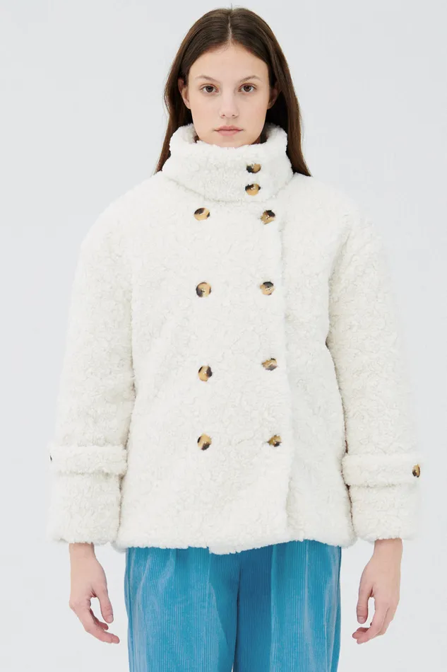 Storets Emma Double Breasted Teddy Coat Women Jackets and Coats