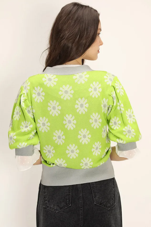 Storets Kathleen Floral Puffed Cardigan Women Cardigan