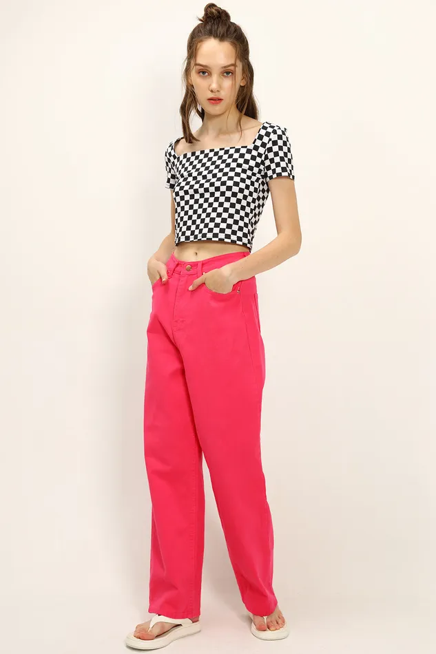 Storets Melanie Tshirt In Checkerboard Print Women Crop Tops