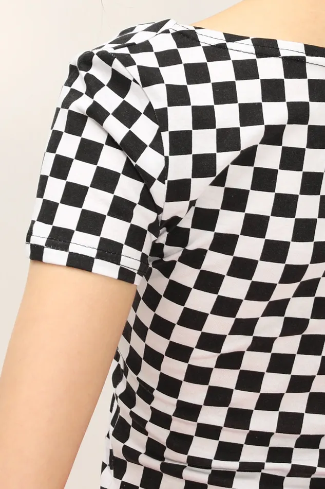 Storets Melanie Tshirt In Checkerboard Print Women Crop Tops