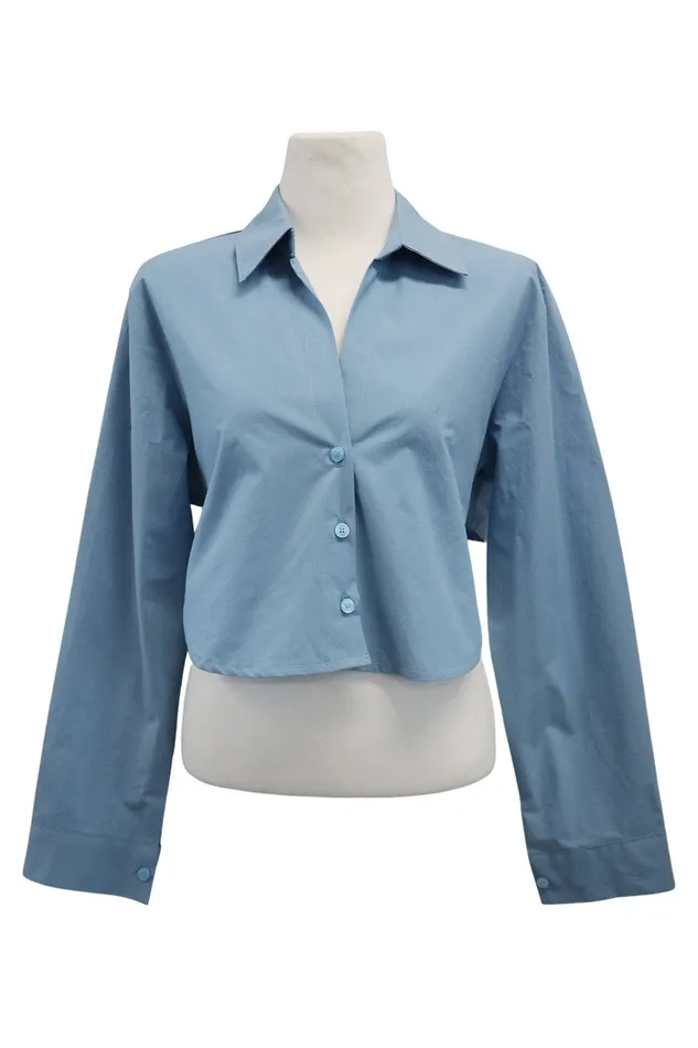 Storets Mila Back String Crop Shirt Women Shirts and Blouses