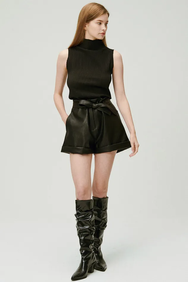 Storets Rachel Paperbag Pleather Shorts Women Shorts