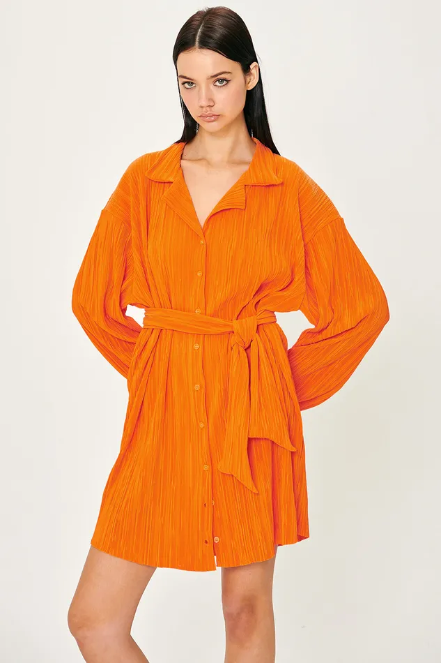 Storets Sandra Plisse Shirt Dress Women Shirt Dresses