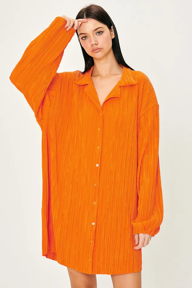 Storets Sandra Plisse Shirt Dress Women Shirt Dresses