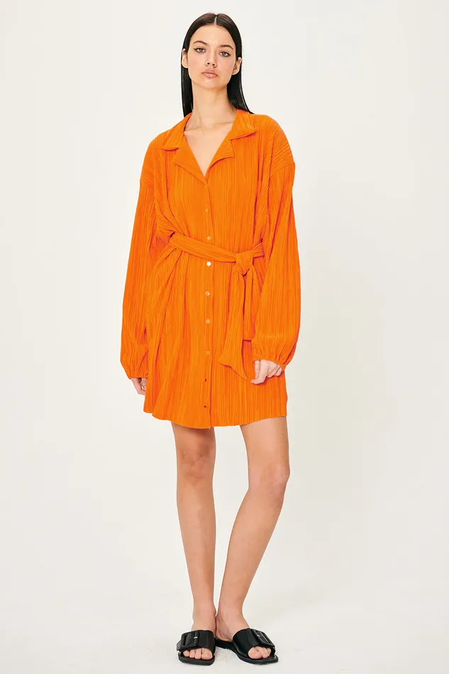 Storets Sandra Plisse Shirt Dress Women Shirt Dresses
