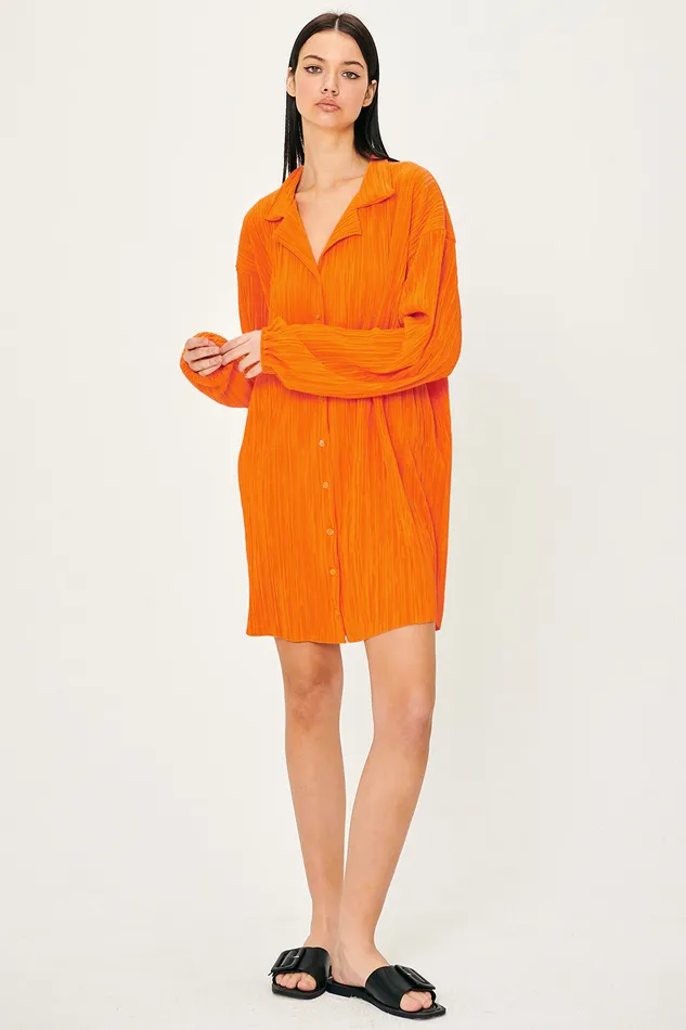 Storets Sandra Plisse Shirt Dress Women Shirt Dresses