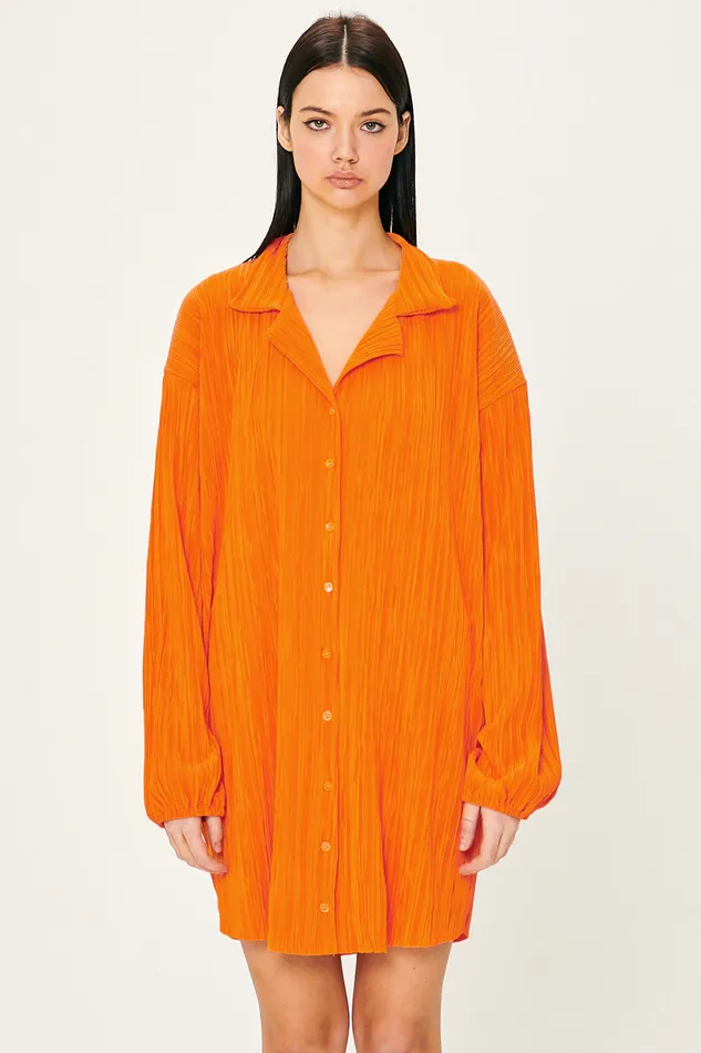 Storets Sandra Plisse Shirt Dress Women Shirt Dresses