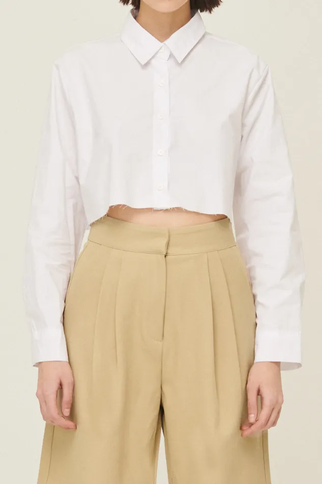 Storets Suzan Frayed Hem Shirt Women Shirts and Blouses
