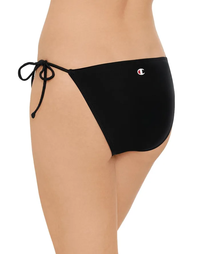 String Bikini Bathing Suit Bottom Tie Side C Logo Black Women Champion Swimwear