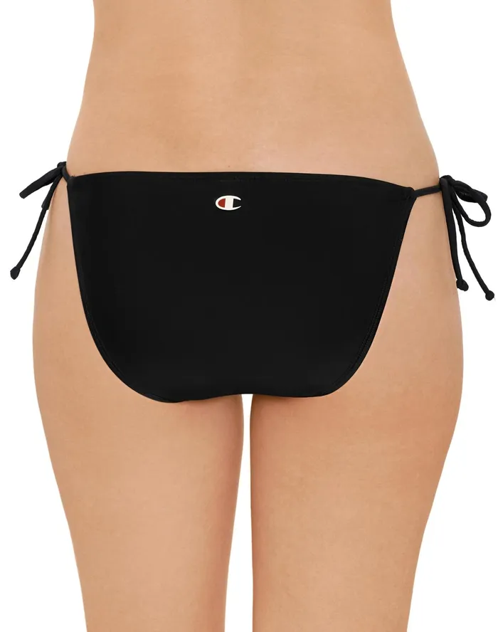 String Bikini Bathing Suit Bottom Tie Side C Logo Black Women Champion Swimwear