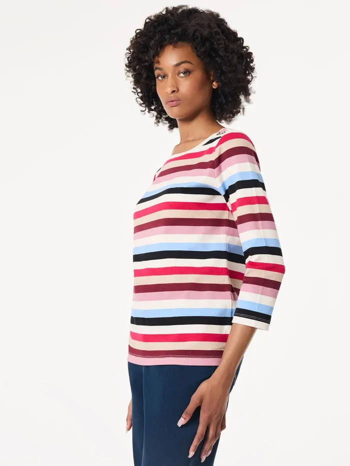 Striped 34 Sleeve Button Shoulder Tee Women Jones New York Sale Striped 34 Sleeve Button Shoulder Tee Women Jones New York Sale