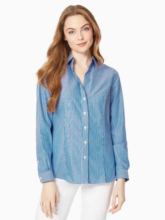 Striped EasyCare ButtonUp Shirt Women Jones New York Tops and Blouses