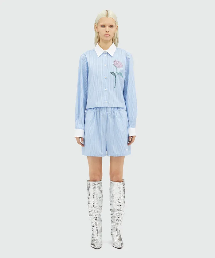 Striped Poplin Shorts Women MSGM Pants And Shorts