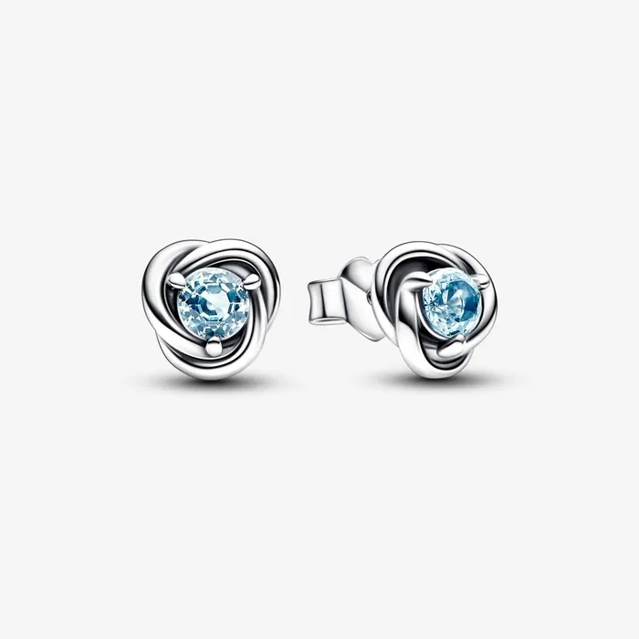 Stud Earrings Women Pandora March Birthstone Eternity Circle Stud Earrings Blue