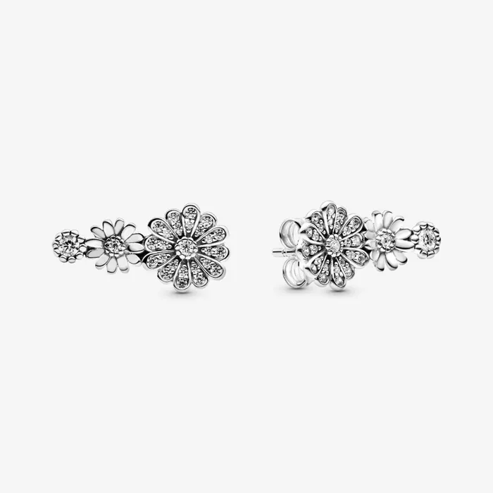 Stud Earrings Women Pandora Sparkling Daisy Flower Trio Stud Earrings