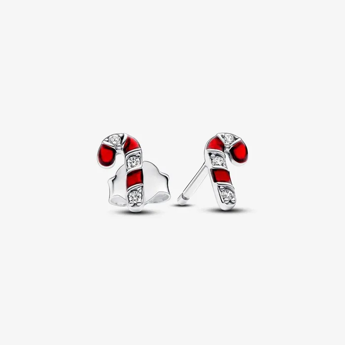 Stud Earrings Women Pandora Sparkling Red Candy Cane Stud Earrings