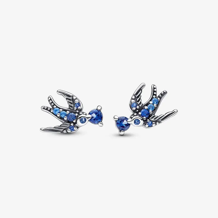 Stud Earrings Women Pandora Sparkling Swallow Stud Earrings