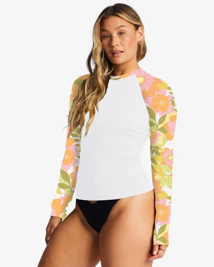 Summer Folk Long Sleeve UPF 50 Rashguard Multi Women Billabong Rashguards and Bodysuits