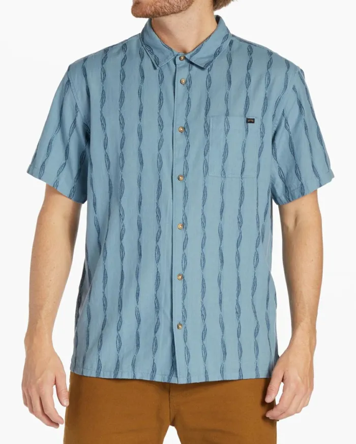 Sundays Jacquard Short Sleeve Shirt Washed Blue Men Billabong Shirts