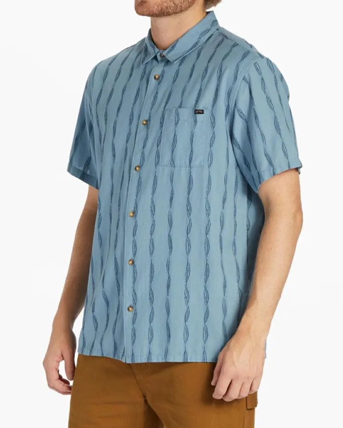 Sundays Jacquard Short Sleeve Shirt Washed Blue Men Billabong Shirts