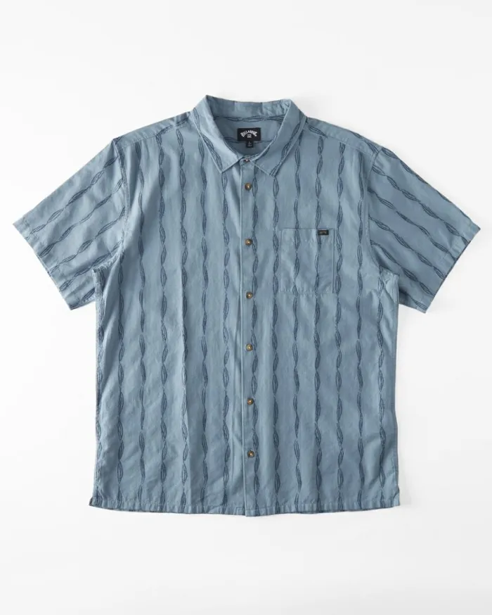 Sundays Jacquard Short Sleeve Shirt Washed Blue Men Billabong Shirts