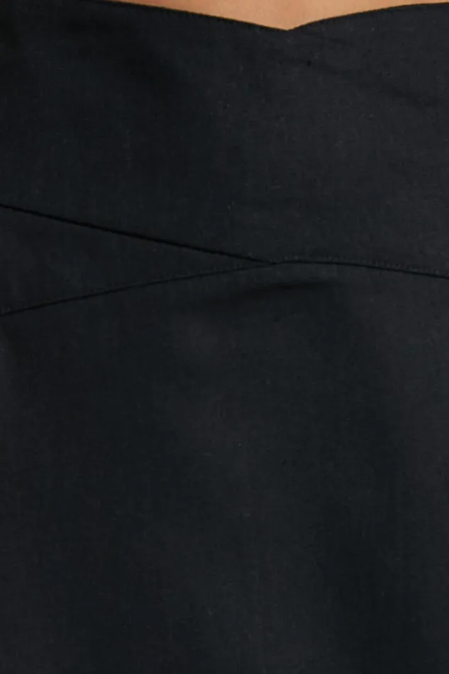 Sundry Midi Skirt 8211 Linen Look High Waisted Cross Front Detail Skirt In Black Women Showpo Skirts