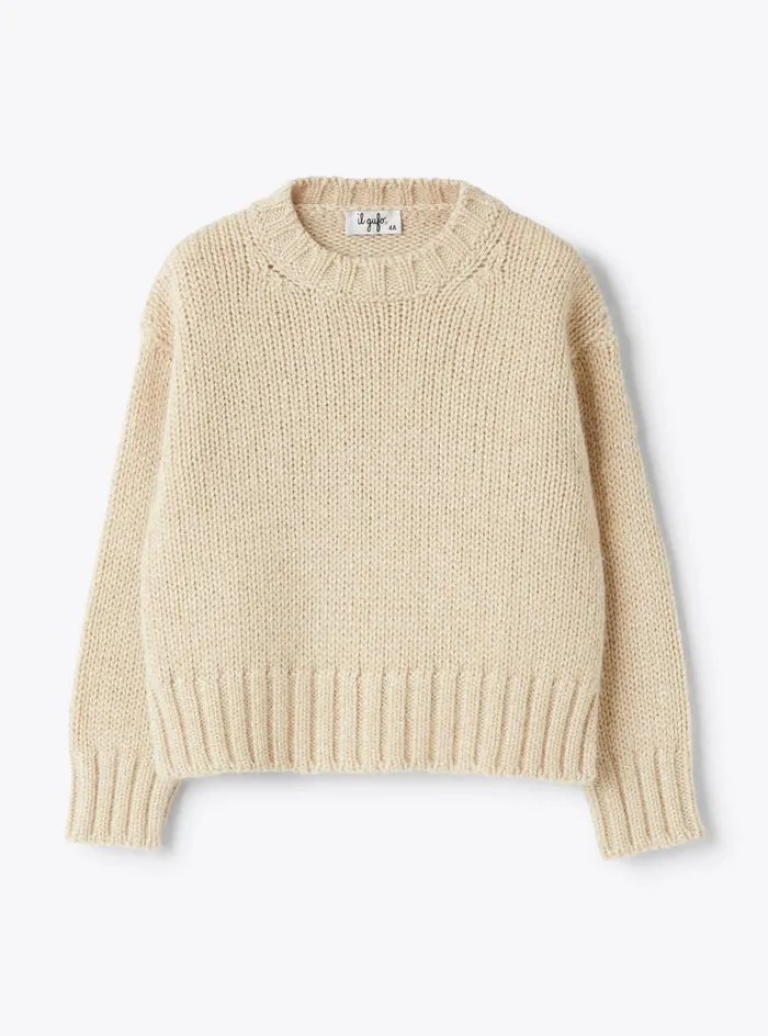 Sweaters And Cardigans Girl 216 Il Gufo Viscose And Lurex Blend Yarn Crew Neck Sweater