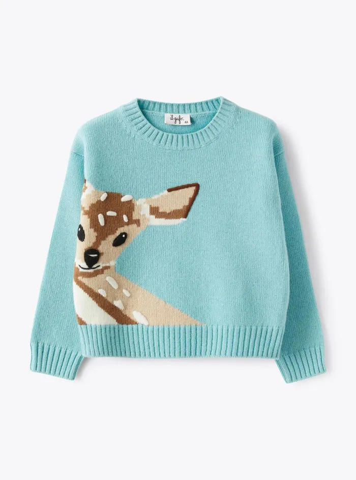 Sweaters And Cardigans Girl 216 Il Gufo Wool Sweater With Fawn