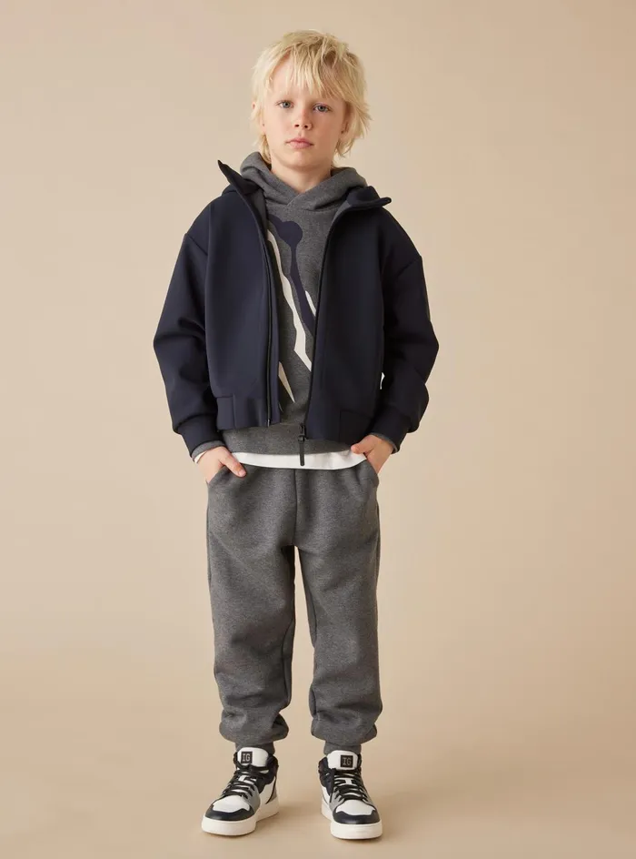 Sweatshirts Boy 216 Il Gufo Hoodie Jacket In Sensitive Fabrics