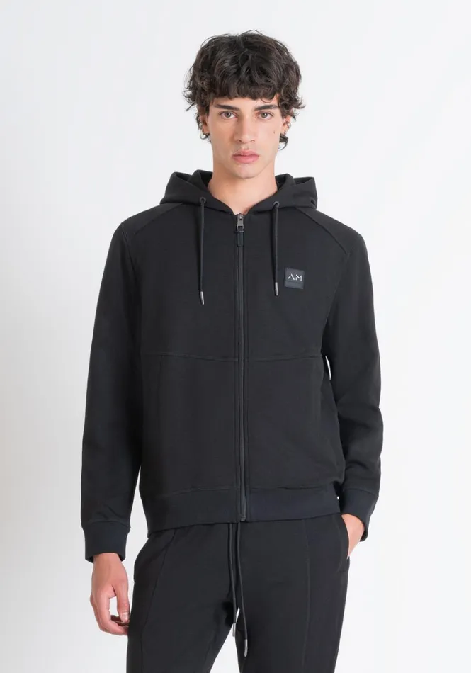 Sweatshirts Men Antony Morato Regular Fit Sweatshirt In Black Scuba Fabric With Logo Black Sweatshirts Men Antony Morato Regular Fit Sweatshirt In Black Scuba Fabric With Logo Black