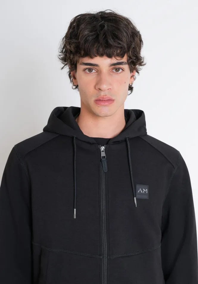 Sweatshirts Men Antony Morato Regular Fit Sweatshirt In Black Scuba Fabric With Logo Black
