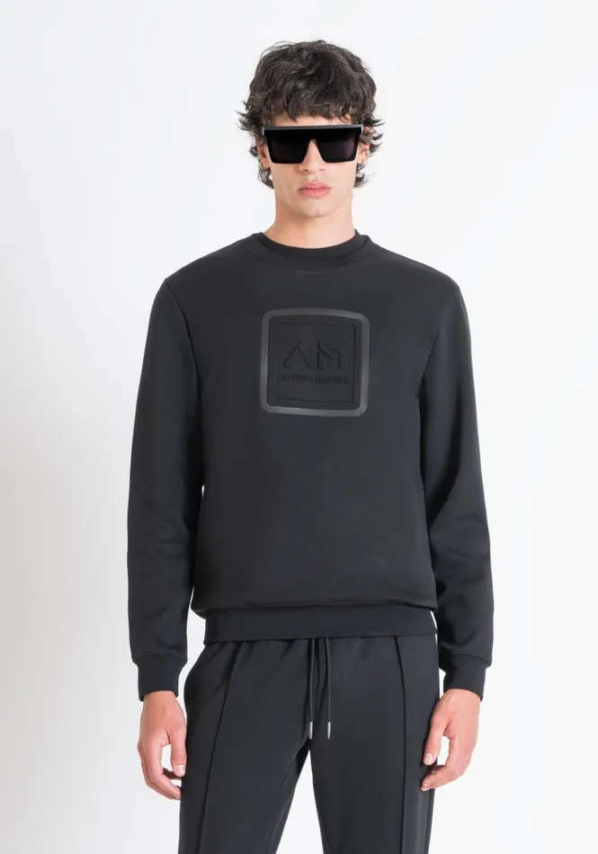 Sweatshirts Men Antony Morato Slim Fit Sweatshirt In Black Cotton Blend With Embroidered Logo Black Sweatshirts Men Antony Morato Slim Fit Sweatshirt In Black Cotton Blend With Embroidered Logo Black