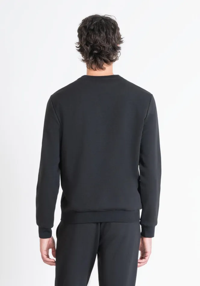 Sweatshirts Men Antony Morato Slim Fit Sweatshirt In Black Cotton Blend With Embroidered Logo Black