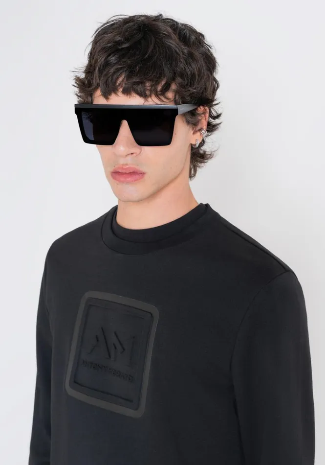 Sweatshirts Men Antony Morato Slim Fit Sweatshirt In Black Cotton Blend With Embroidered Logo Black