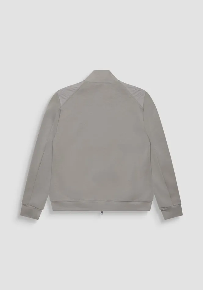 Sweatshirts Men Antony Morato Slim Fit Sweatshirt With Zip In Grey Cotton Blend And Contrasting Technical Fabric Clay