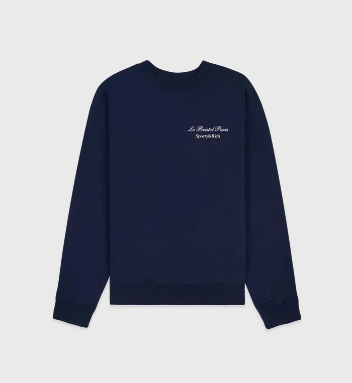 Sweatshirts Men Sporty and Rich Faubourg Crewneck 8211 NavyCream