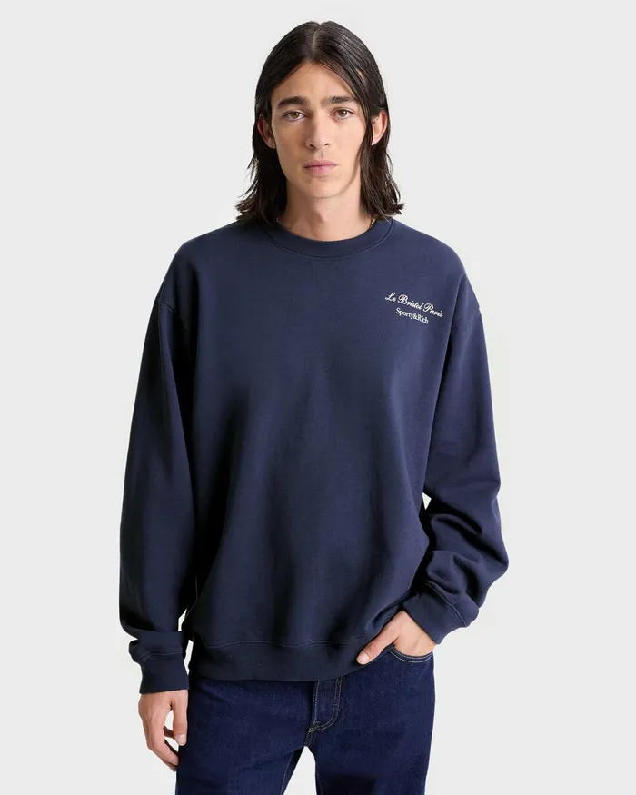 Sweatshirts Men Sporty and Rich Faubourg Crewneck 8211 NavyCream