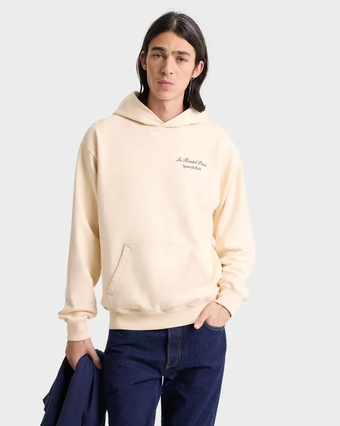 Sweatshirts Men Sporty and Rich Faubourg Hoodie 8211 CreamChocolate