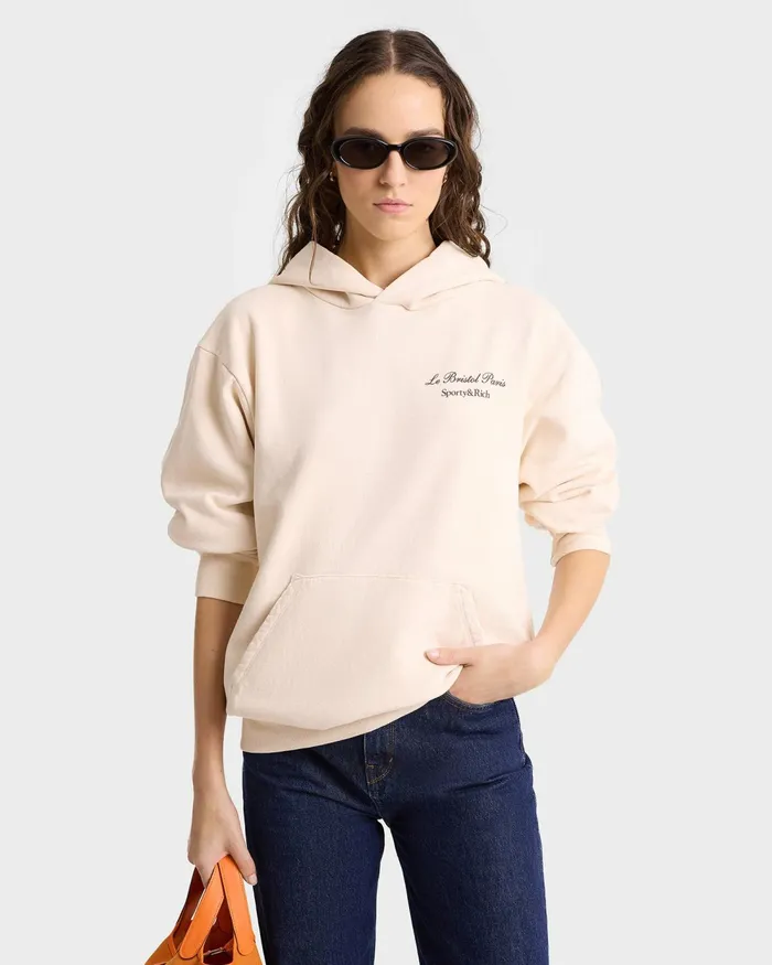 Sweatshirts Men Sporty and Rich Faubourg Hoodie 8211 CreamChocolate