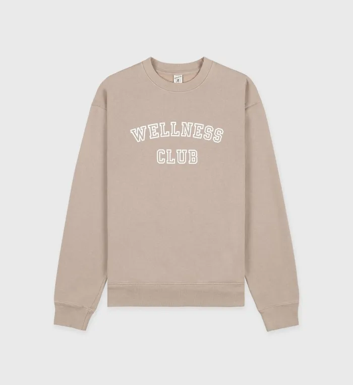 Sweatshirts Men Sporty and Rich Wellness Club Flocked Crewneck 8211 ElephantWhite