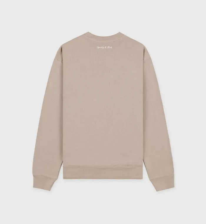Sweatshirts Men Sporty and Rich Wellness Club Flocked Crewneck 8211 ElephantWhite