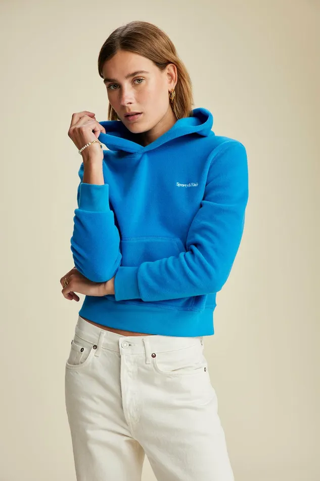 Sweatshirts Women Sporty and Rich Hooded Polar Sweatshirt 8211 Ocean