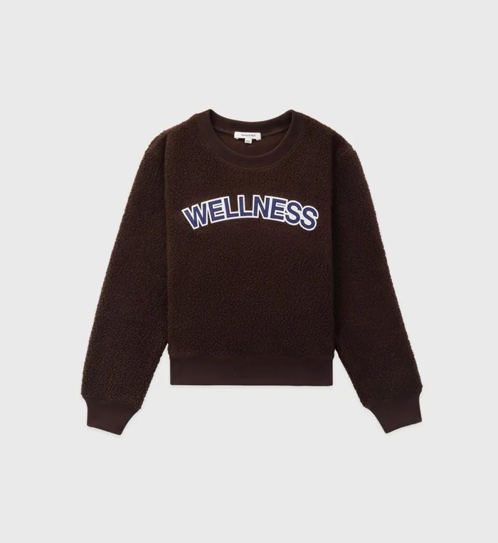 Sweatshirts Women Sporty and Rich Sherpa Wellness Crewneck 8211 Chocolate