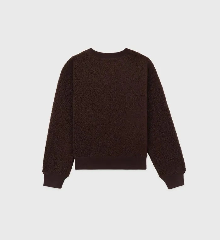 Sweatshirts Women Sporty and Rich Sherpa Wellness Crewneck 8211 Chocolate