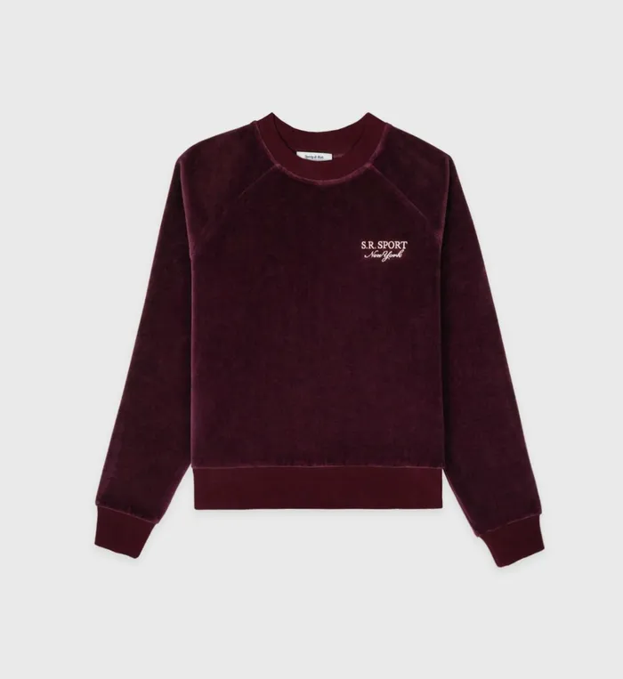 Sweatshirts Women Sporty and Rich SR Sport Velour Crewneck 8211 Merlot